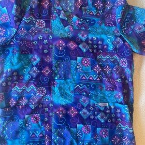 Colorful Geometric Patterned nurse Scrub Top